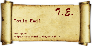 Totis Emil névjegykártya